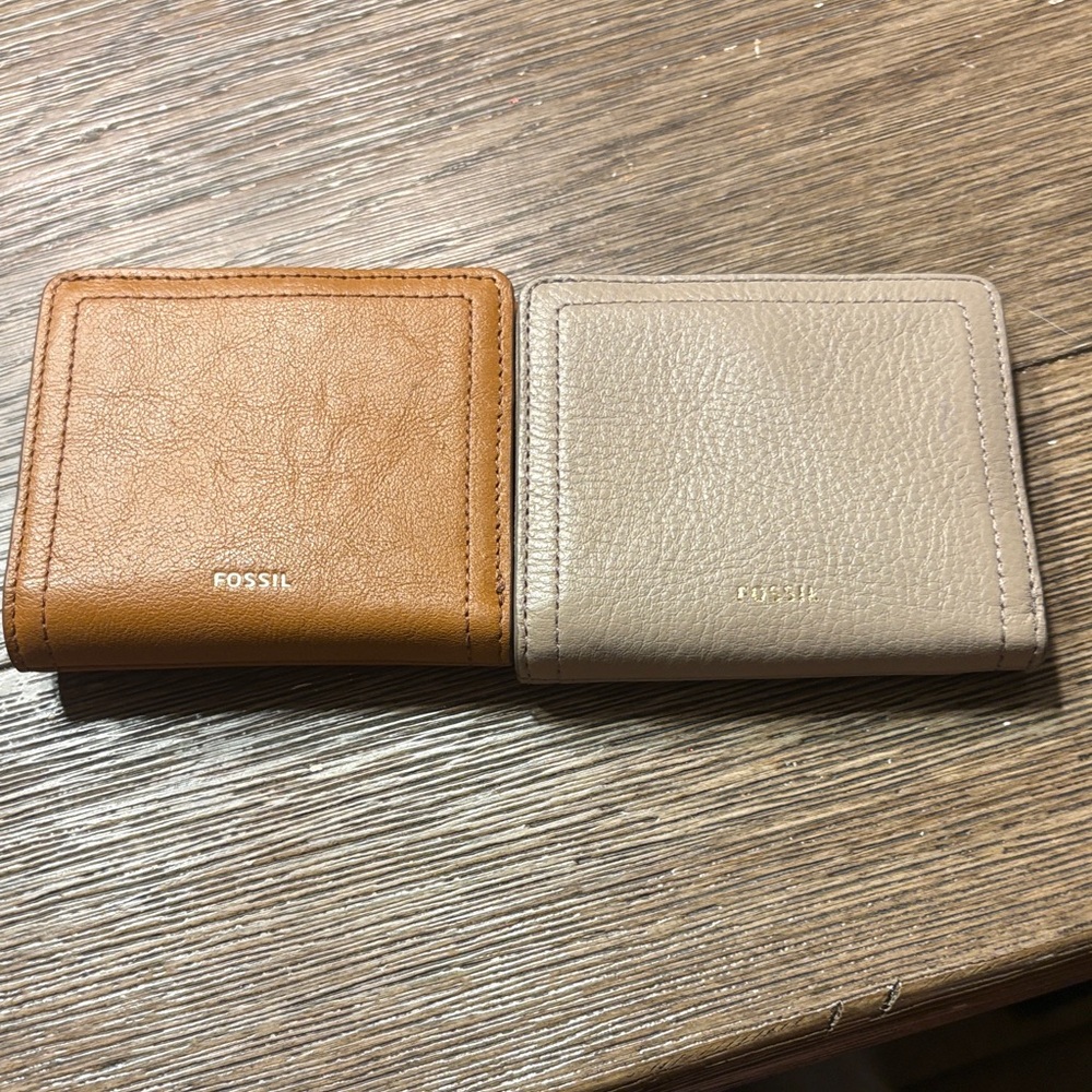 Fossil Men's Leather Wallet Set - Brown and Tan